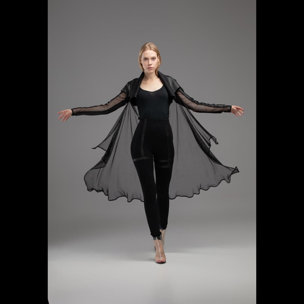 MDNT45 Black Sheer Bolero Jacket Kimono Cardigan